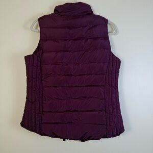 USPA Women Quilted Sleeveless Puffer Vest Deep Plum Small Faux Fur Lined Outdoor